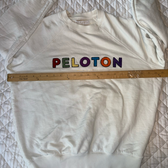 Peloton x Spiritual Gangster Sweatshirt Small Logo Crewneck White Pullover - Picture 5 of 6